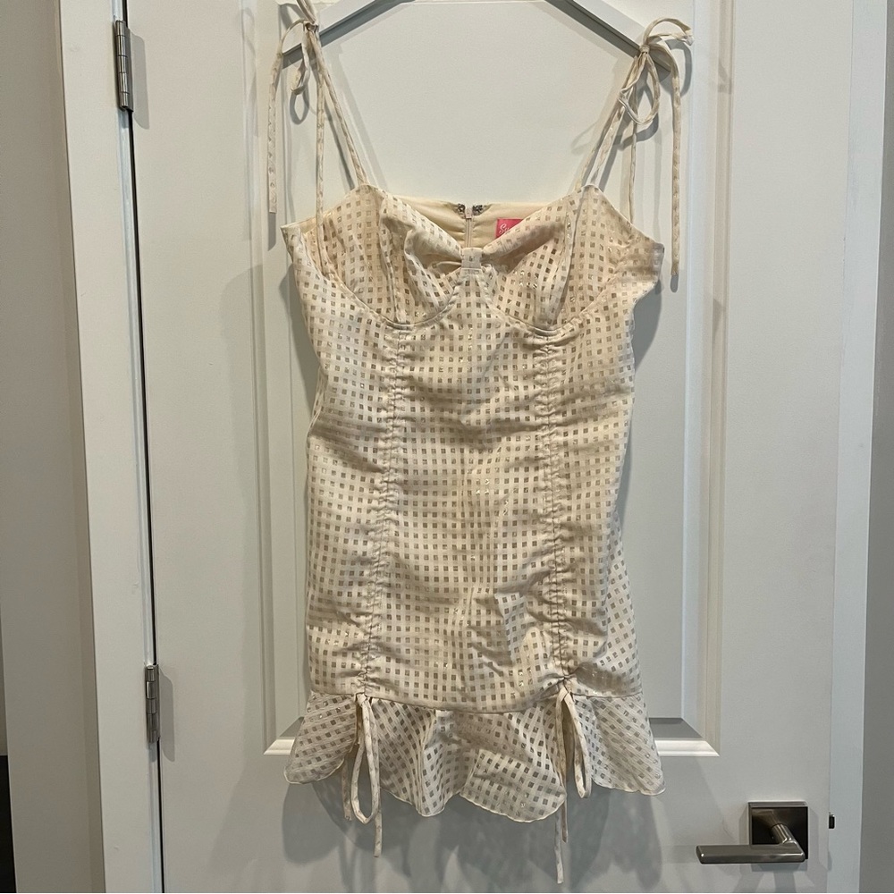 SUGAR THRILLZ Ivory Made U Blush Gingham Dress size XL